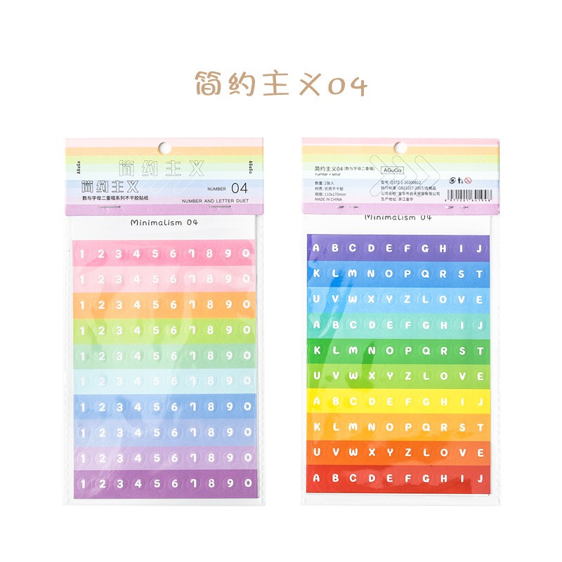 Sticker số chữ dùng trang trí sổ vở