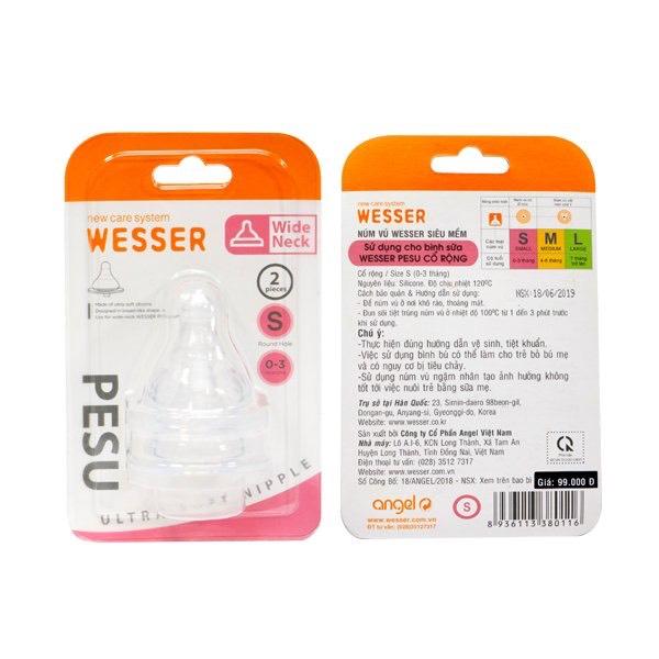 [HCM]NÚM VÚ WESSER CỔ RỘNG SIÊU MỀM SIZE S ( VỈ 2 NÚM )