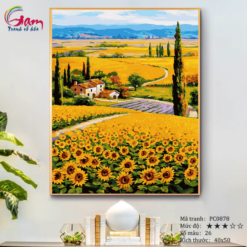 Paint by numbers kit with frame - No PC0878 Sunflower field Painting For Home Wall Decor, New Hobby And Gift
