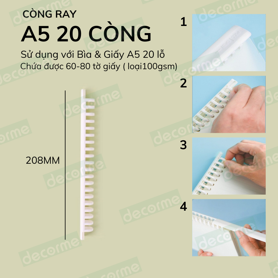 Bìa sổ còng Nhựa Nhiều Màu A4 B5 A5 DecorMe Bìa Nhựa đã đục lỗ làm sổ planner bullet journal
