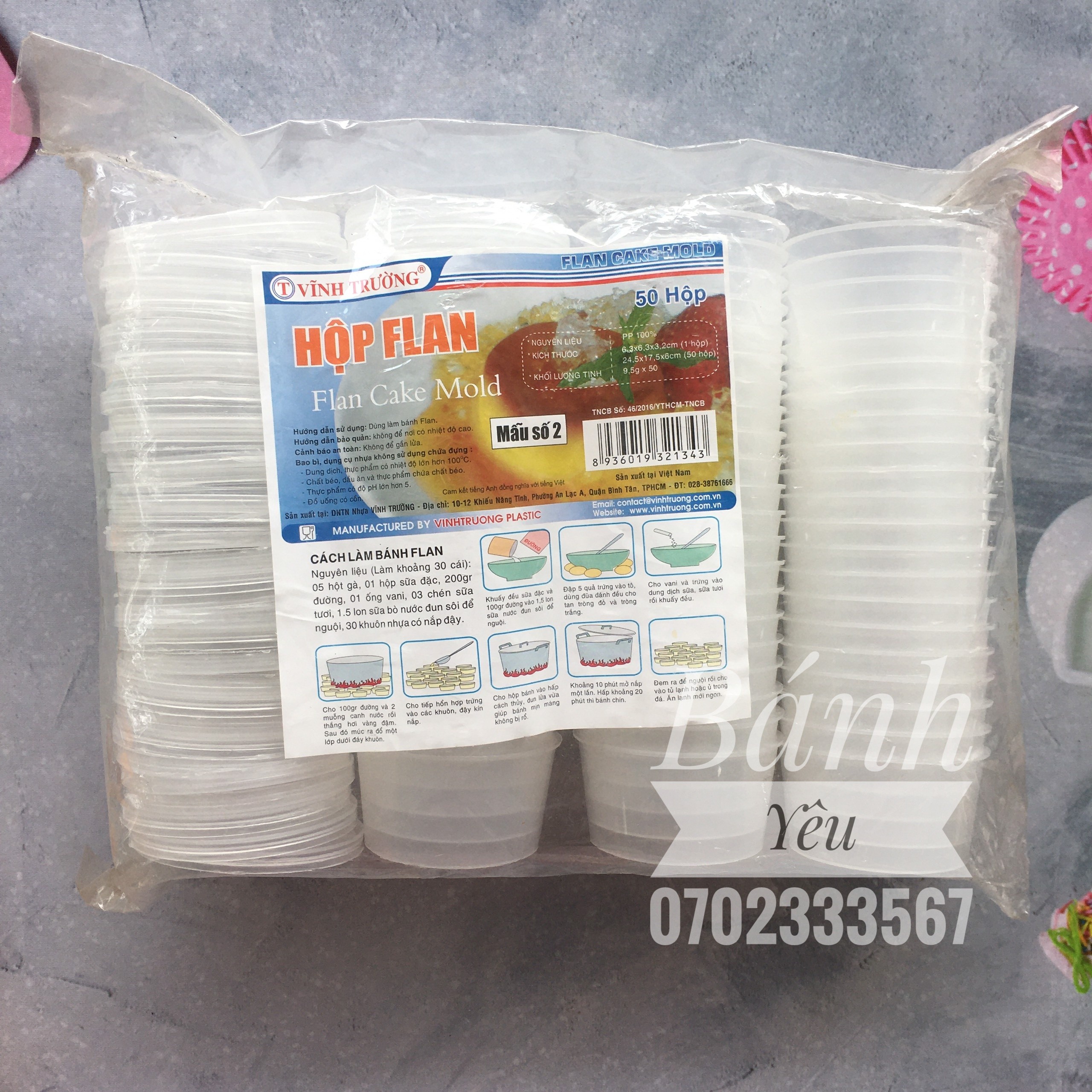 Hộp bánh Flan Tròn - mẫu 2 ( lốc 50 cái )