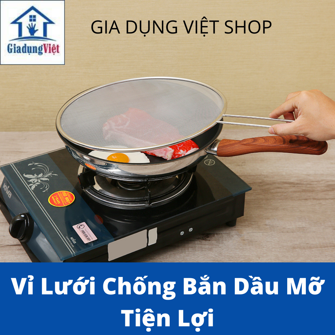 Vỉ lưới chống văng dầu mỡ, tránh bắn dầu mỡ lên người, lên quần áo và tường bếp, nắp ngăn dầu mỡ an toàn không độc hại, dạng lưới tránh đọng nước