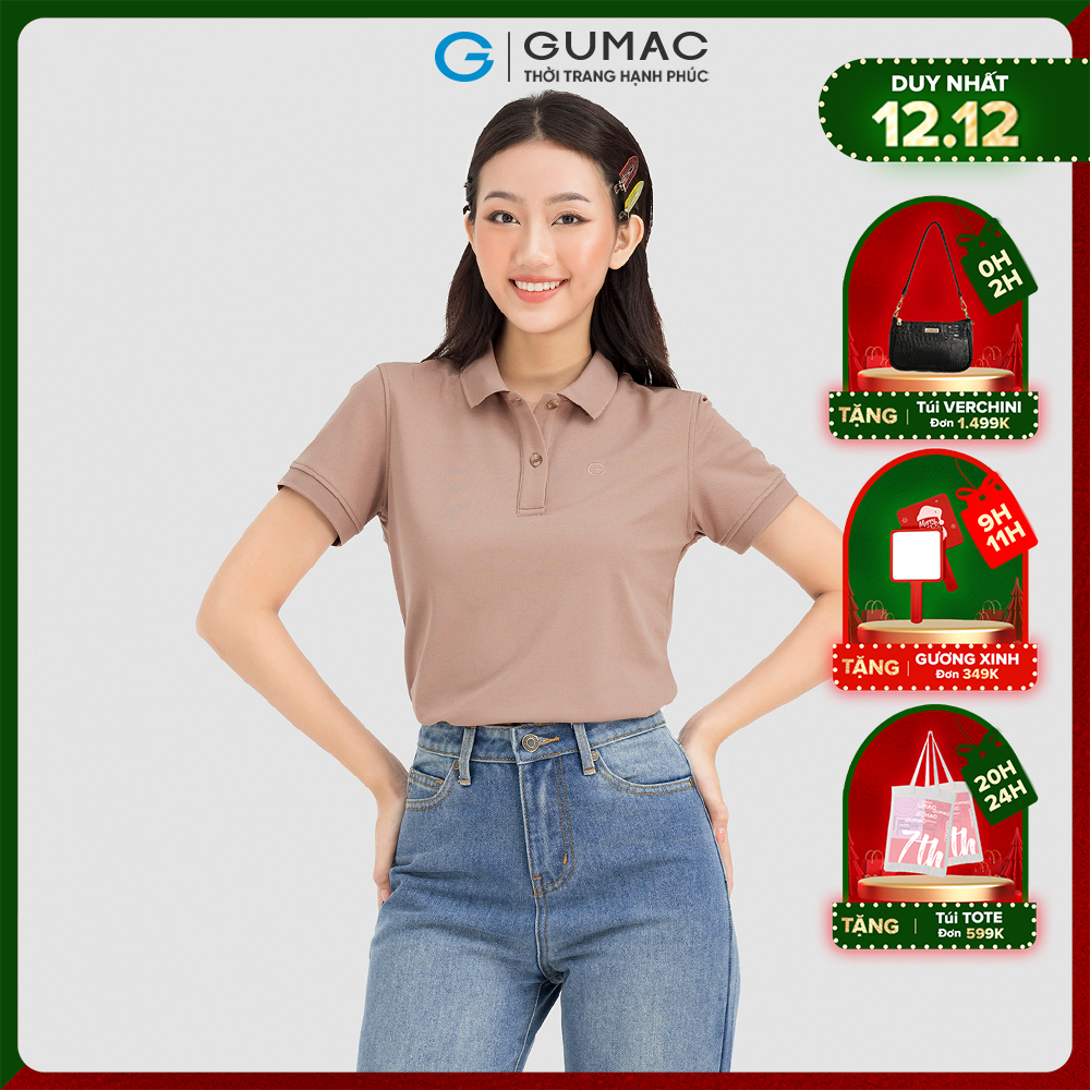 Áo polo nữ GUMAC, áo polo phối cúc nhiều màu ATC08004
