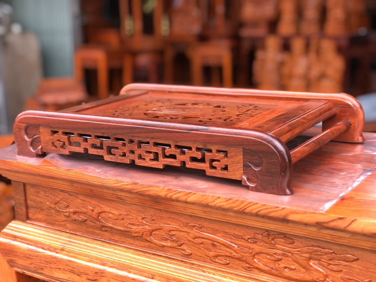 Khay trà để bàn cao cấp (Gỗ Hương đá )