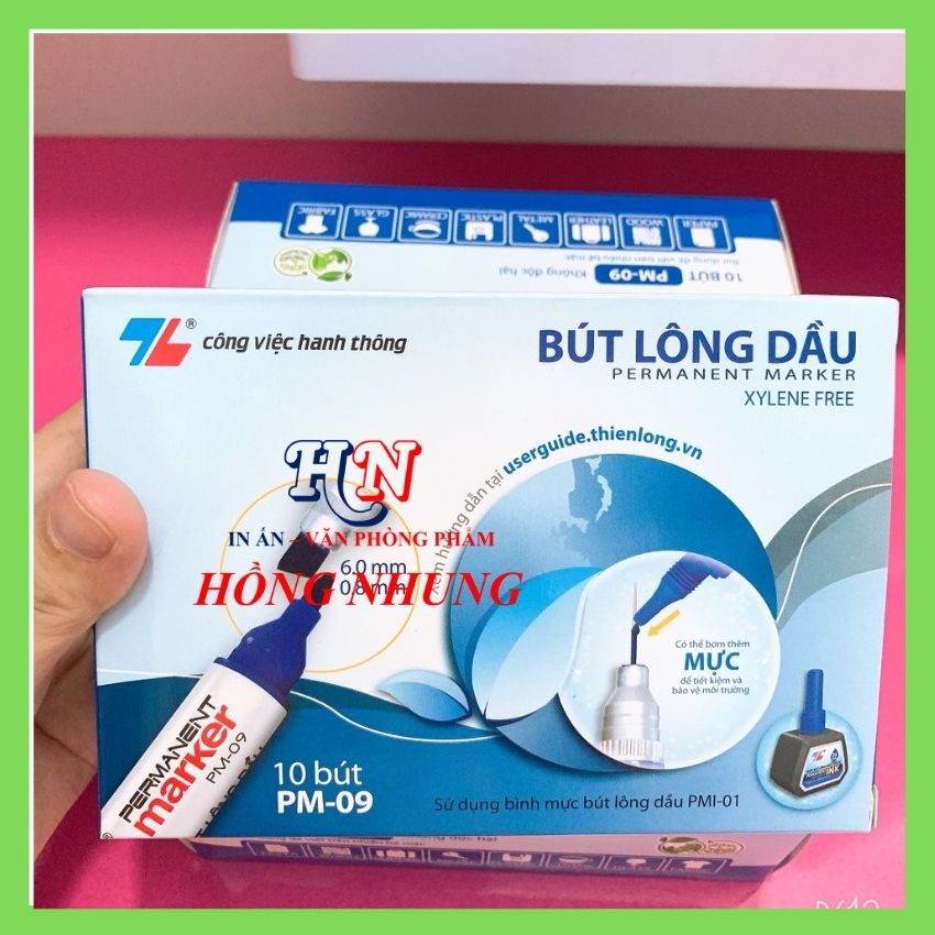 [Bán chạy] Com Bo 10 Bút Lông Dầu Thiên Long PM-09, Màu Mực Tươi Sáng, Viết Êm.