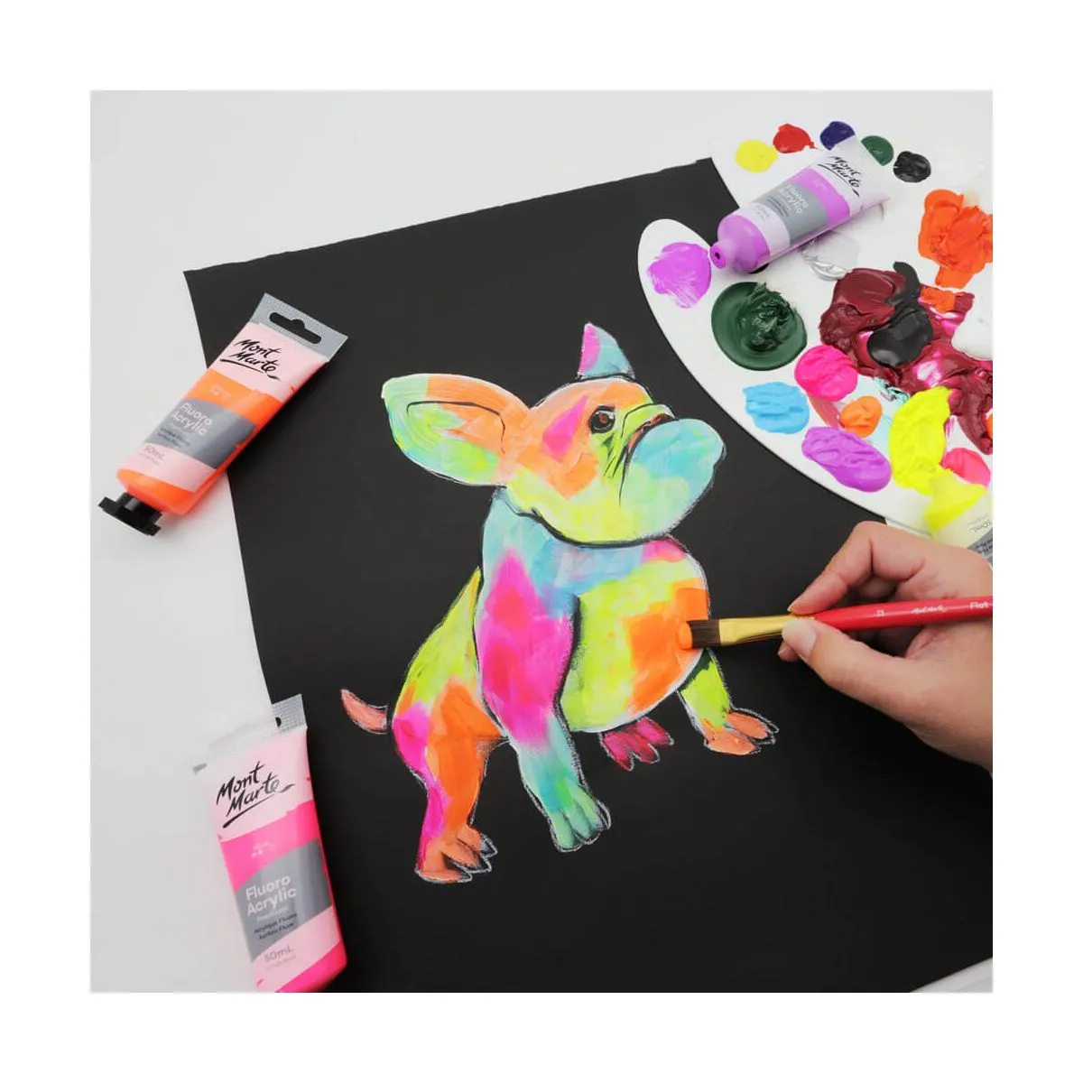 [Giao Hỏa Tốc] [Tuýp lẻ] Màu Acrylic Phản Quang - Fluoro Acrylic Mont Marte 50ml
