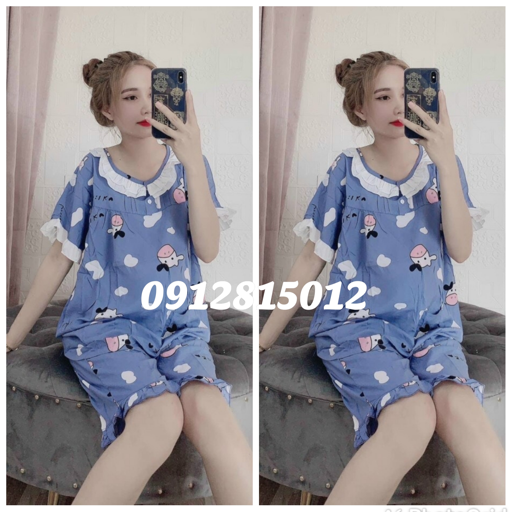 Đồ bộ bầu mùa hè chất đũi lụa mặc đi chơi ở nhà chất siêu mát