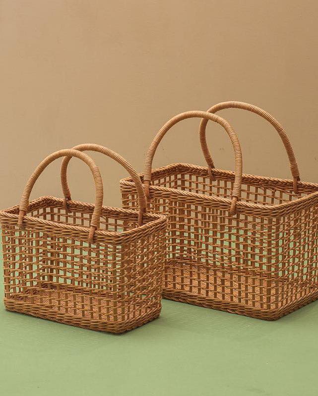 Túi mây vintage siêu xinh đan lưới phong cách vintage kích thước 36 x 27 x h23 cm và  32 x 22 x h22 cm/ Giỏ Quà Tết/ Túi Đi Biển/ Picnic/ Trang Trí Homestay