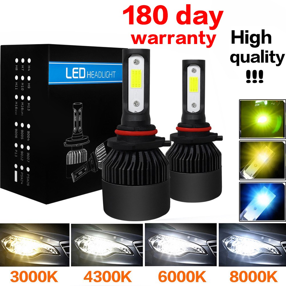 Set 2 đèn LED H7 H4 H1 H11 9005 9006 HB3 HB4 H3 lắp pha ô tô 10000LM dạng chùm siêu trắng tự động