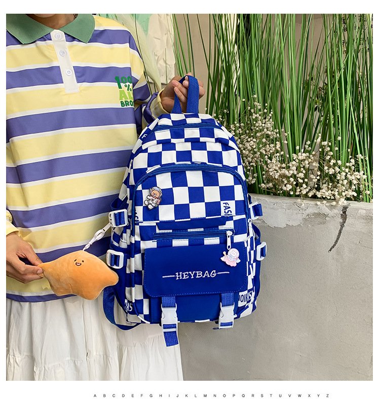 Balo ulzzang kẻ caro đi học học sinh sinh viên Hàn Quốc cao cấp chống nước Lemone BL292