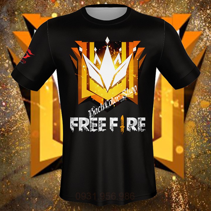 Áo Free Fire Đen 3D Rank Đại Kiện Tướng