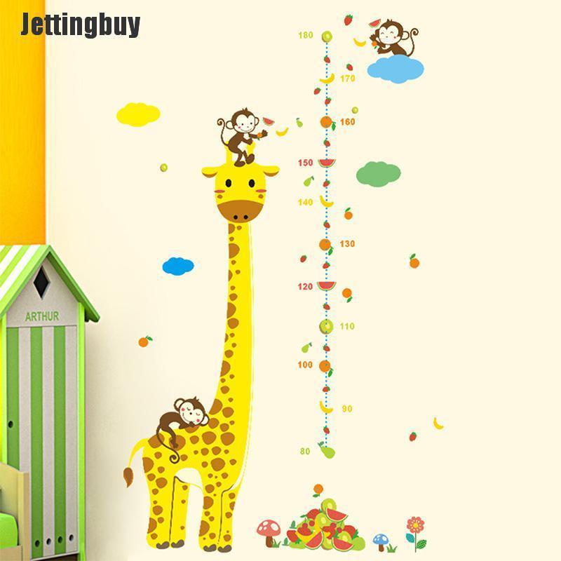 Jettingbuy monkey giraffe kids height animal decal decor wall sticker chart measure growth