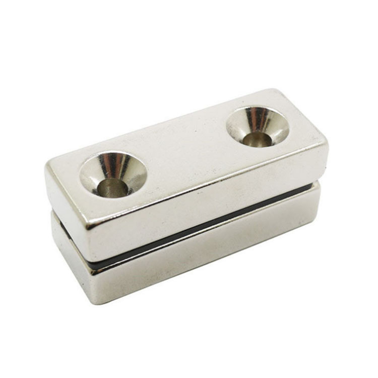 Nam châm đất hiếm 2 lỗ vít 40x20x10mm