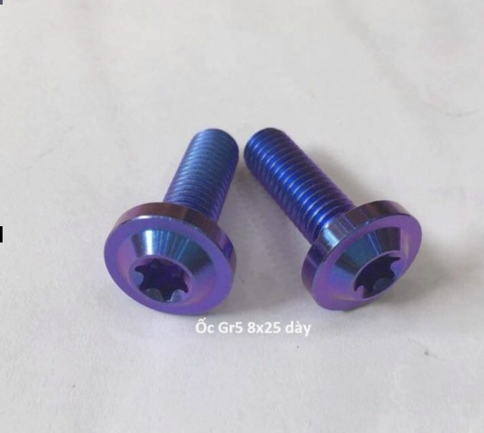 1 con Ốc titanium GR5 8li25 Dù Dày ốc bắt pass heo các dòng xe honda , gác chân sau