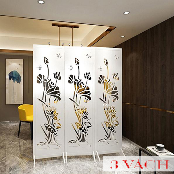 Vách ngăn bình phong họa tiết hoa sen - IG489