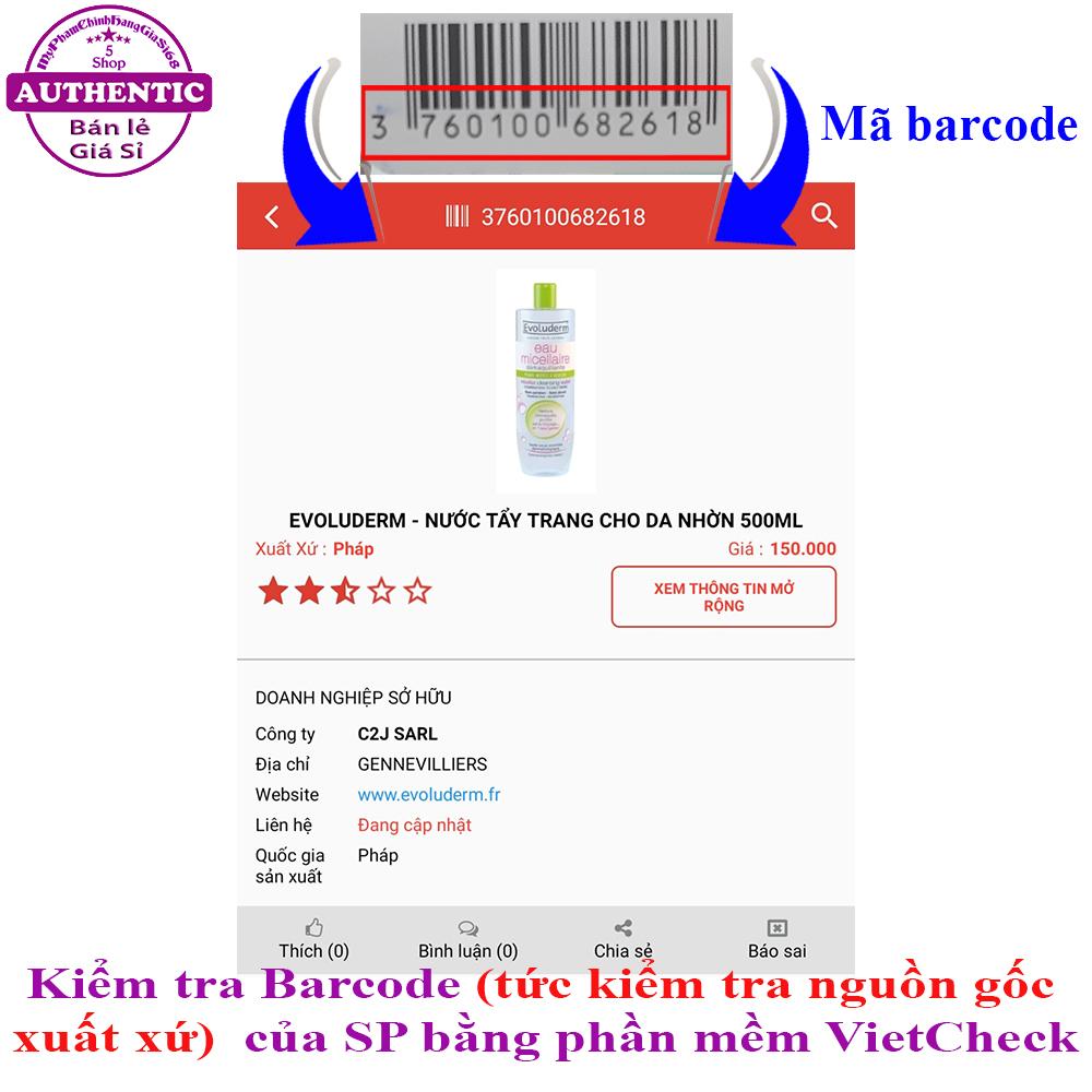 NƯỚC TẨY TRANG EVOLUDERM EAU MICELLAIRE (MÀU ĐỎ - DA NHẠY CẢM)