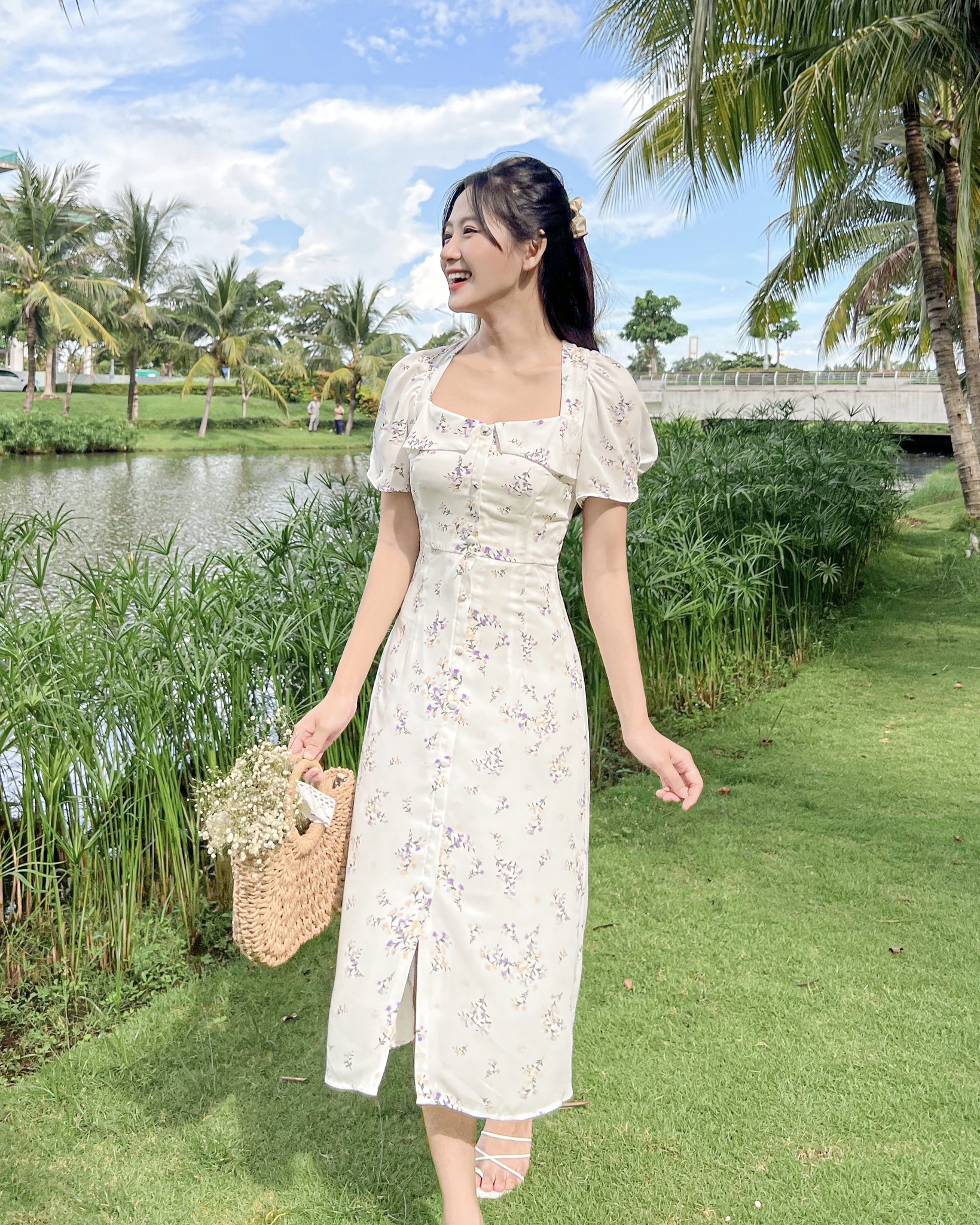 Đầm TALY- Đầm hoa dài dây chéo lưng