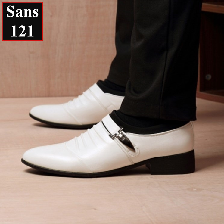 Giày da nam cao cấp Sans121 giầy tây không dây đen nâu trắng bigsize size lớn 43 44 45 46 47 48 nhỏ 37 38 39 40 41