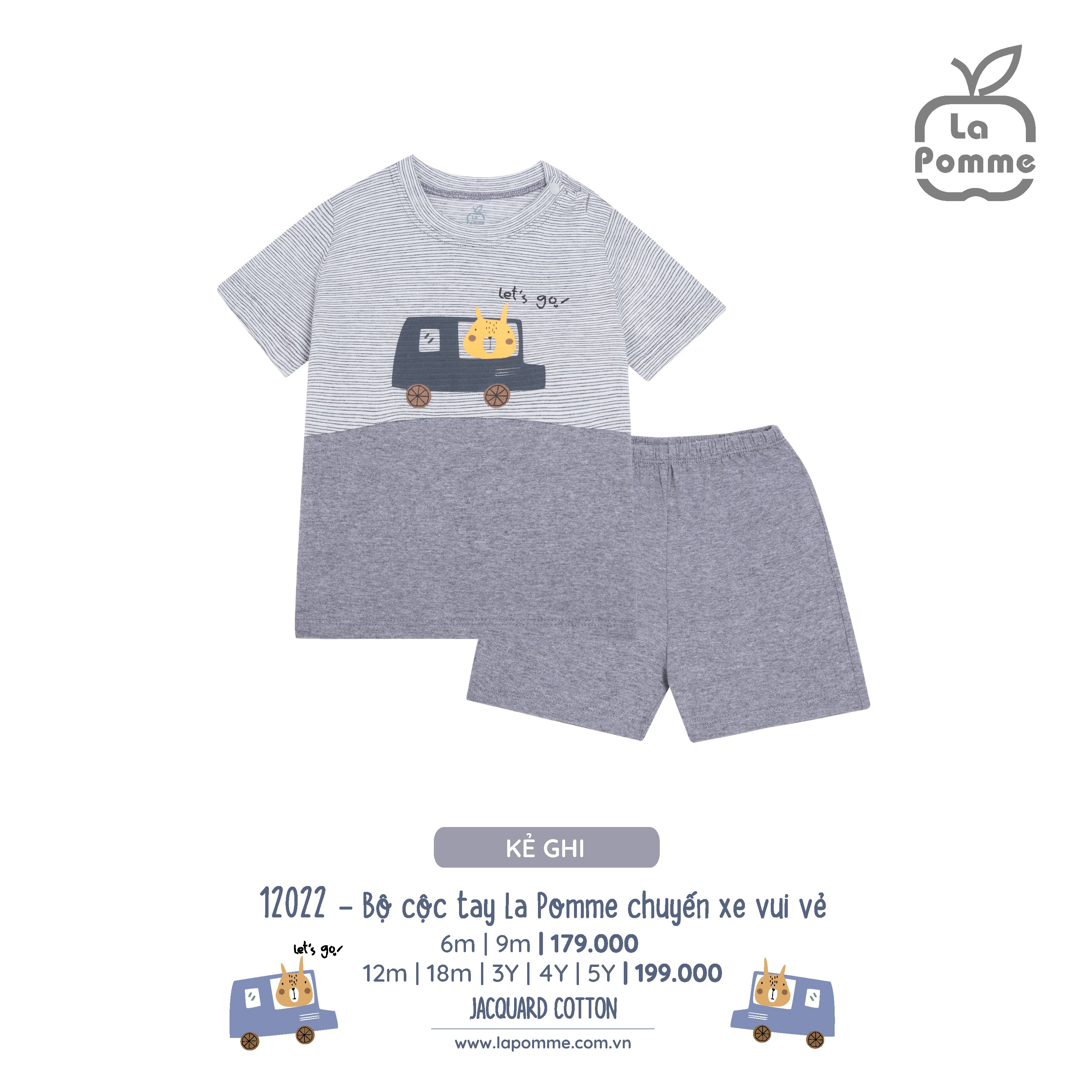 Bộ cộc tay Lapomme sợi tre cho bé 9m - 5Y
