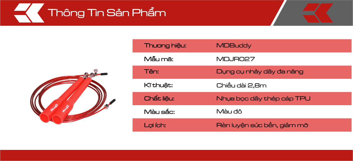 Dây nhảy thể dục đa năng MDBuddy MDJR027