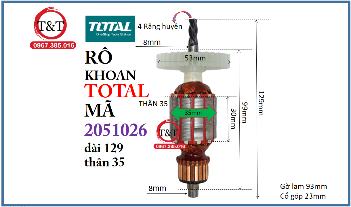 Rô khoan total mã td2051026e, td 2051026 e, ruột khoan total 10 ly.