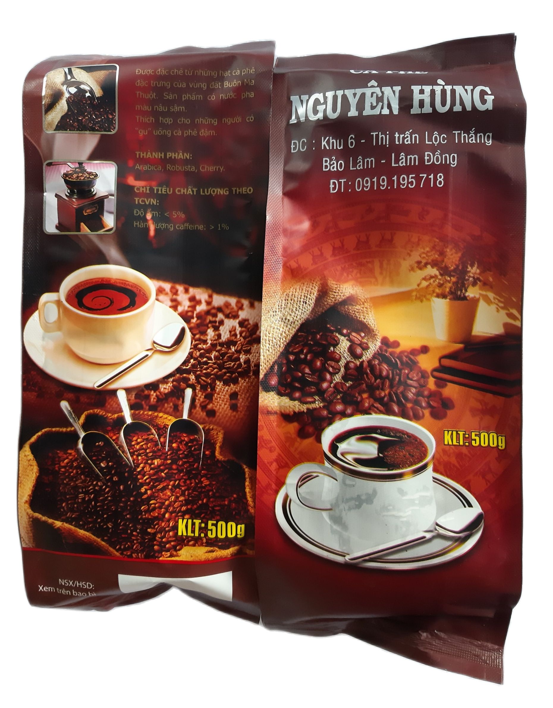 COMBO 2 BỊCH CÀ PHÊ NGUYÊN HÙNG  - MỖI BỊCH 500GR- ĐẬM VỊ