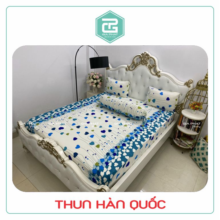 Bộ ga gối Thun Lạnh Hàn Quốc {4 món} họa tiết ( 1 ga bọc + 2 vỏ gối nằm + 1 vỏ gối ôm )