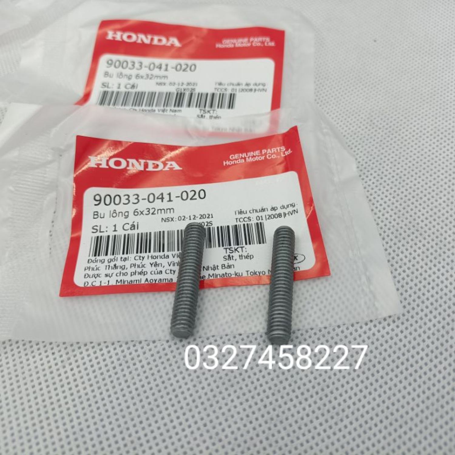 2 Ren cùi xông bắt ốc cổ pô xe DREAM, WAVE, FUTURE...  zin. bu lông 6x32mm