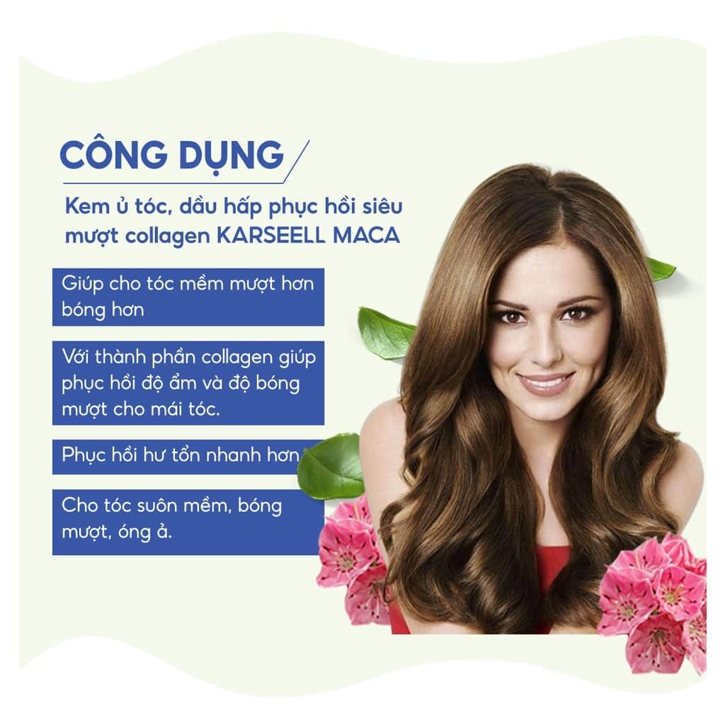 Dầu hấp tóc siêu mềm mượt tóc Collagen Karseell Maca 500ml