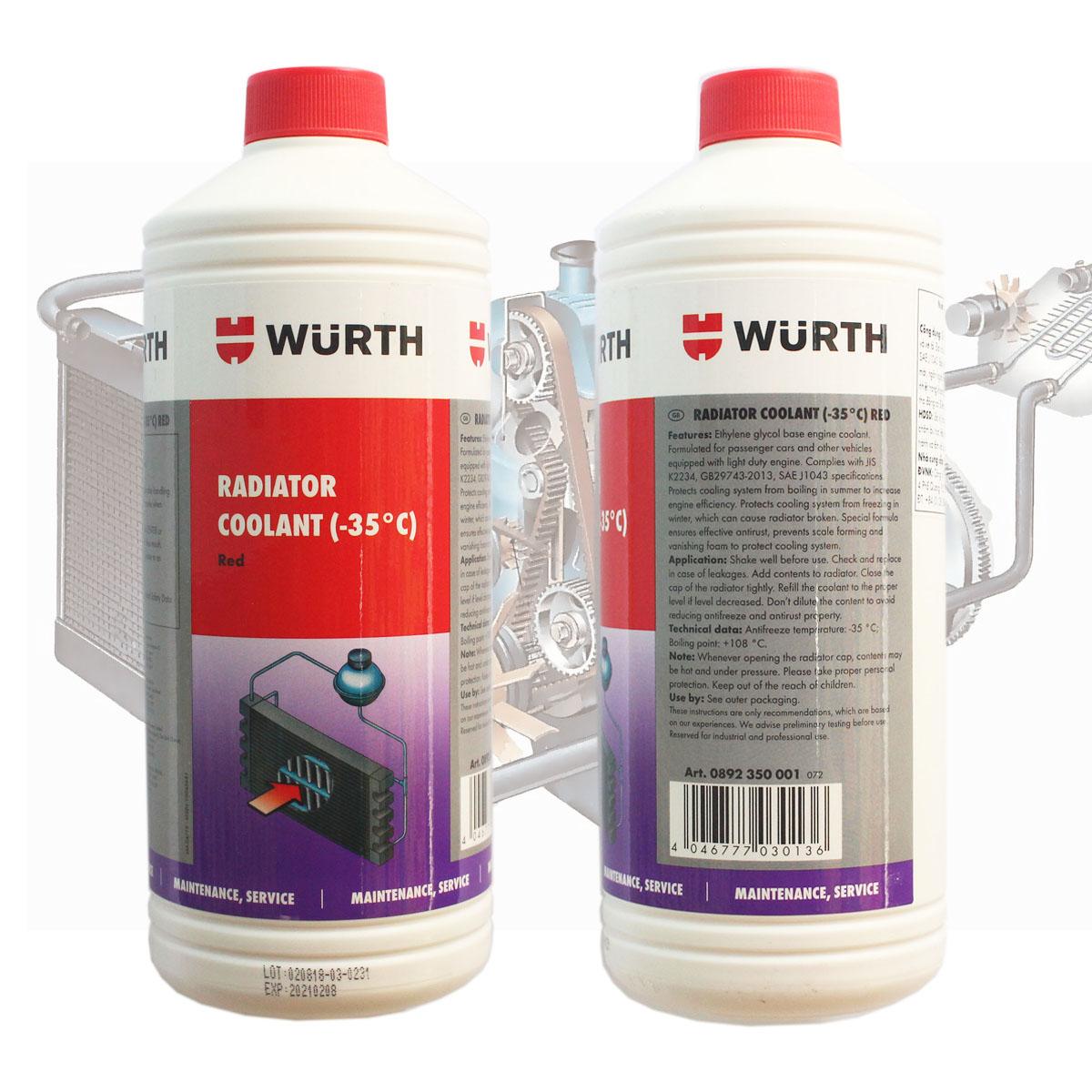 Nước Làm Mát Động Cơ Wurth Radiator Coolant 1L (Đỏ)