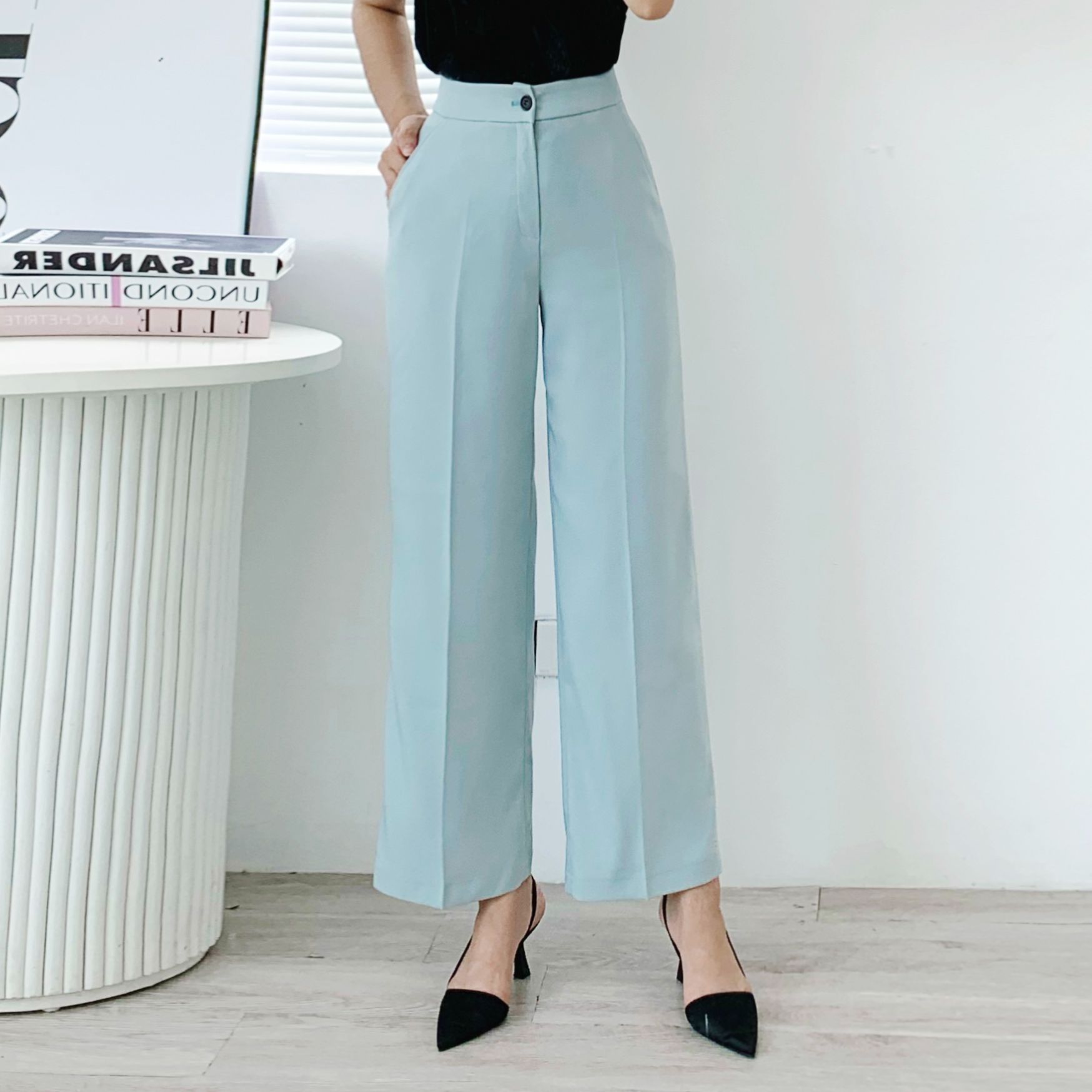 Maiimer - Quần ống suông xanh mint Stella