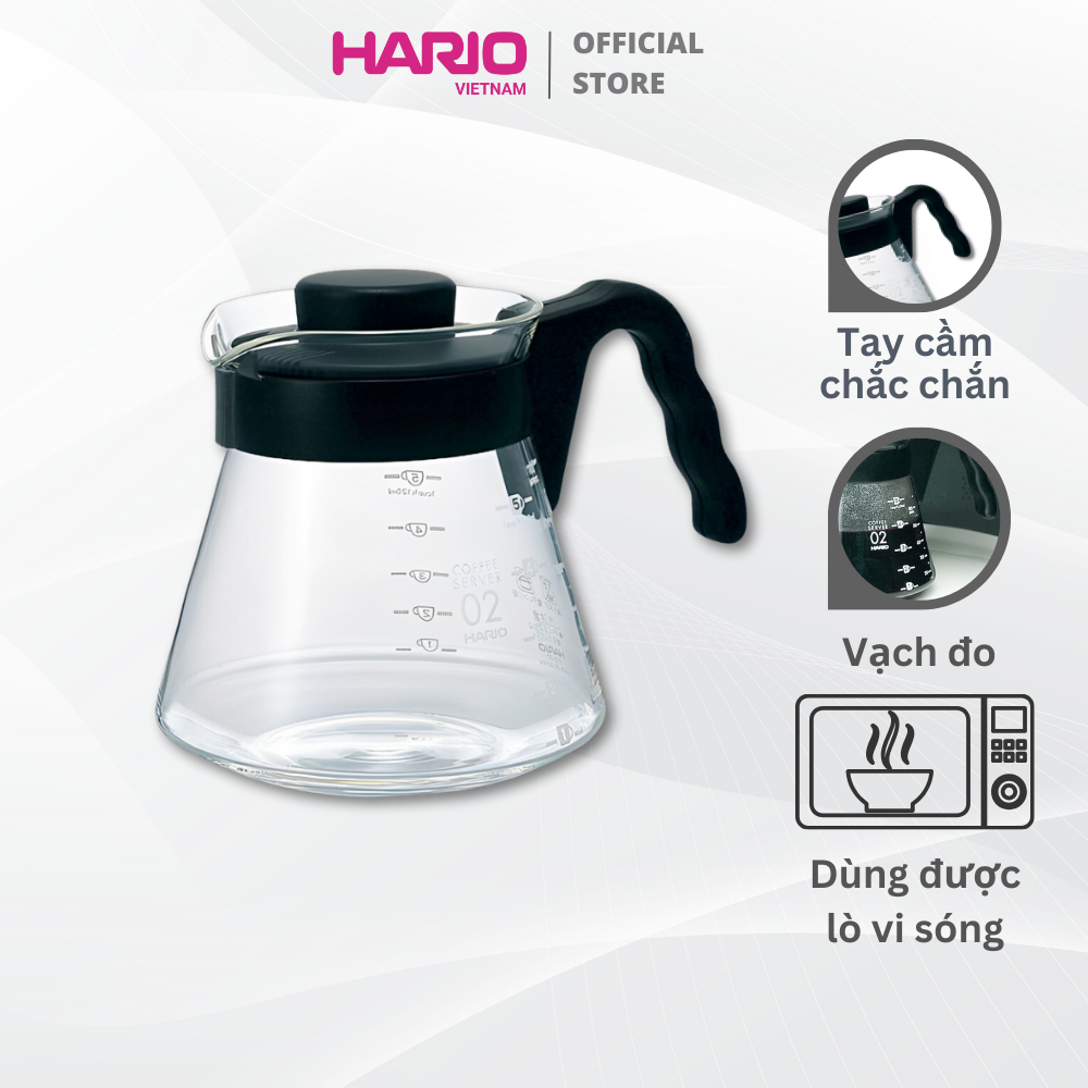 Bình server đựng cà phê Hario V60 Coffee Server size 02-700ml thủy tinh chịu nhiệt cao cấp VCS-02B