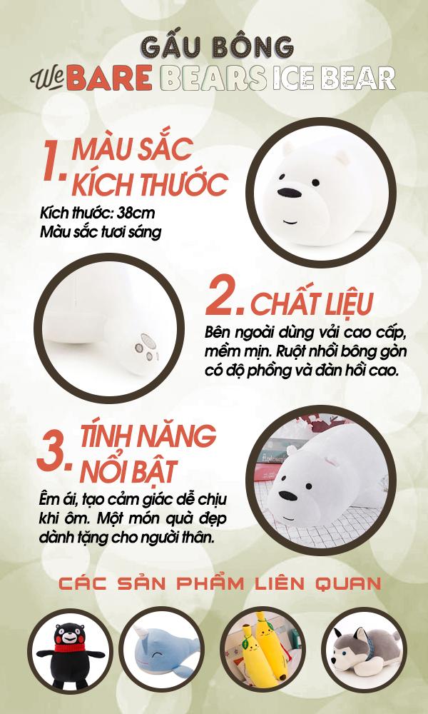 Gấu bông OHMNIX We Bare Bears Ice Bear 35CM