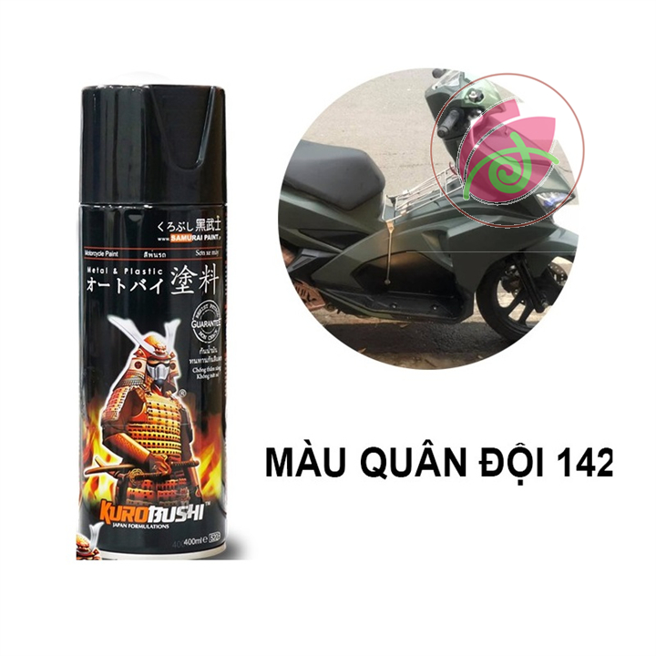 142 _ chai sơn xịt sơn xe máy samurai 142 màu xanh quân _ đội _ army