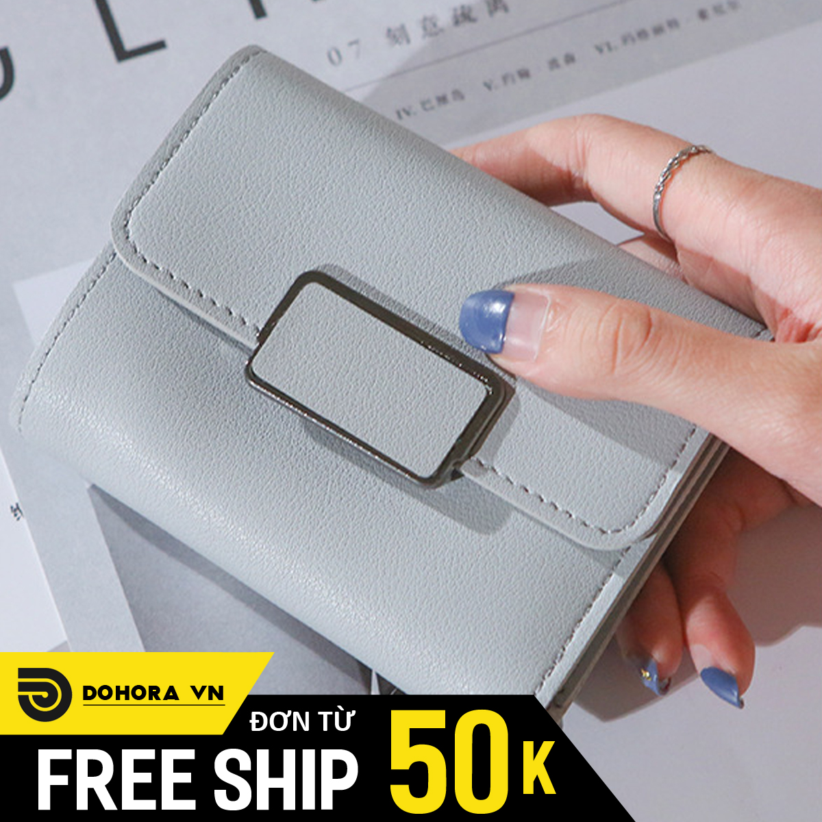 Ví Bóp Cầm Tay Nữ, Ví Da Mini VBN2, Khóa Bớp Hình Chữ Nhật Sang Trọng, Da PU Mềm Cực Bền, Phong Cách Hàn Quốc Trẻ Trung