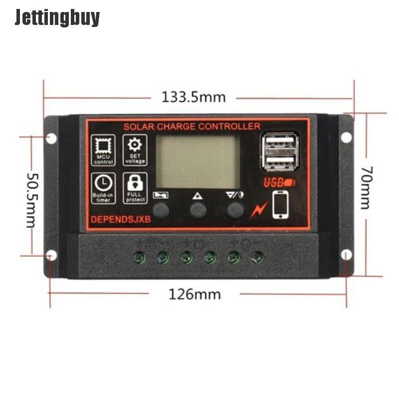 Jettingbuy 10A-60A MPPT 12V/24V Solar Charger Controller USB Dual Solar Panel Regulator