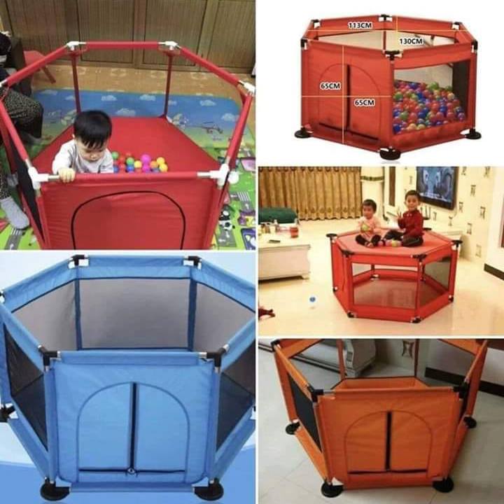 Quây cũi kiêm nhà bóng khung inox cho bé