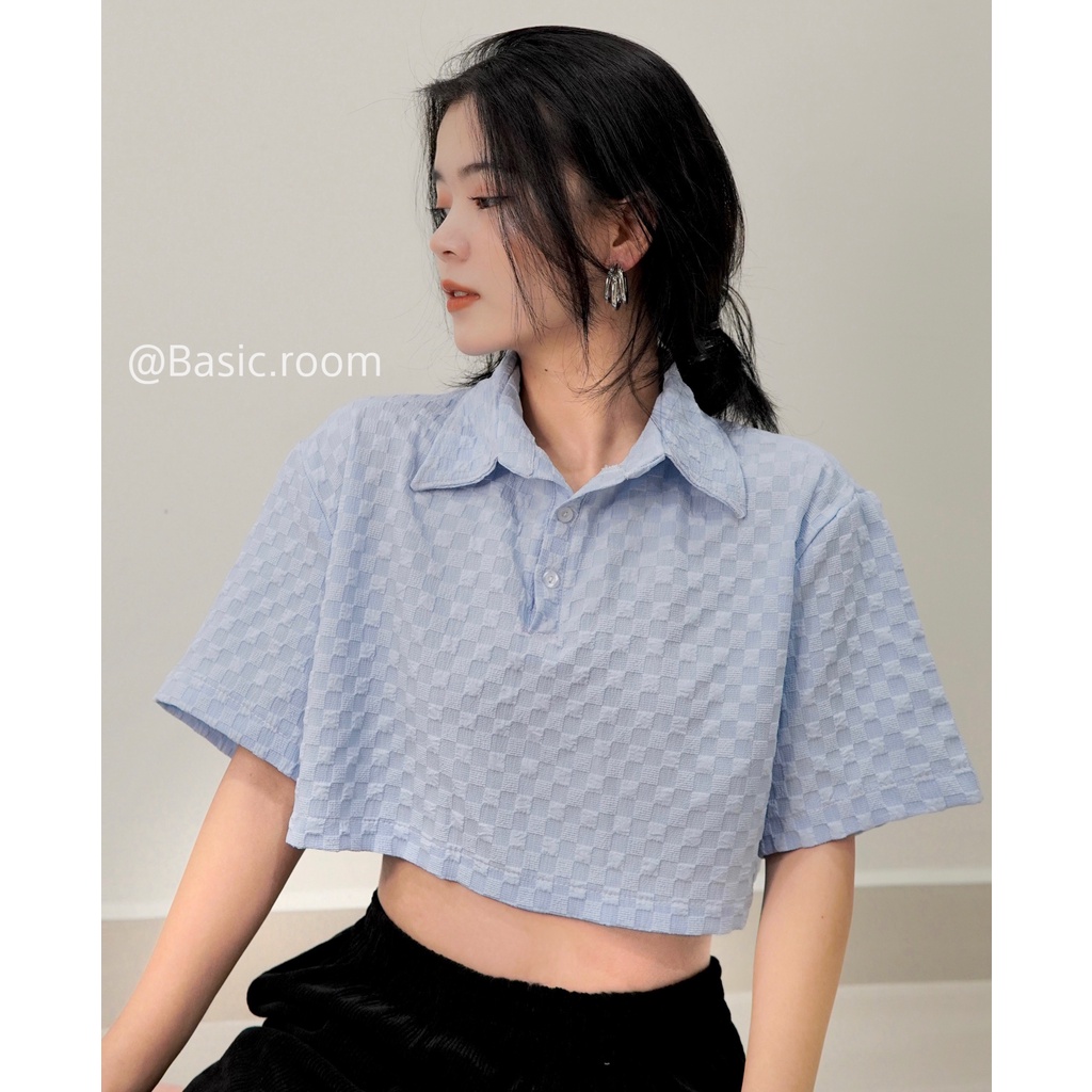 Áo crotop nữ - áo polo vải đũi xốp cao cấp Basic room