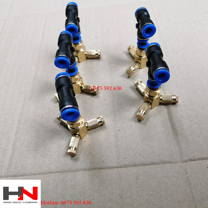 Combo 5 béc phun sương 3 hướng đồng gắn tê 8