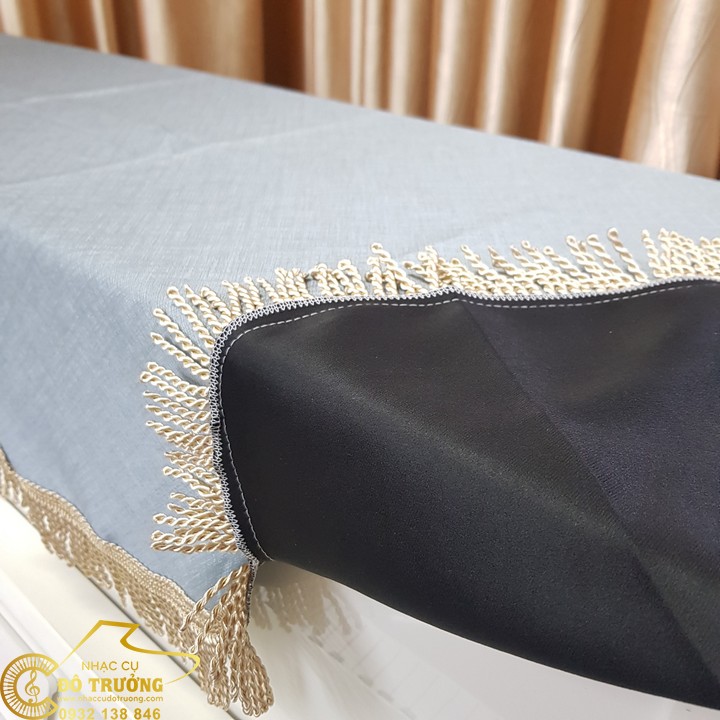 Khăn Phủ đàn piano cơ màu xanh vải cao cấp