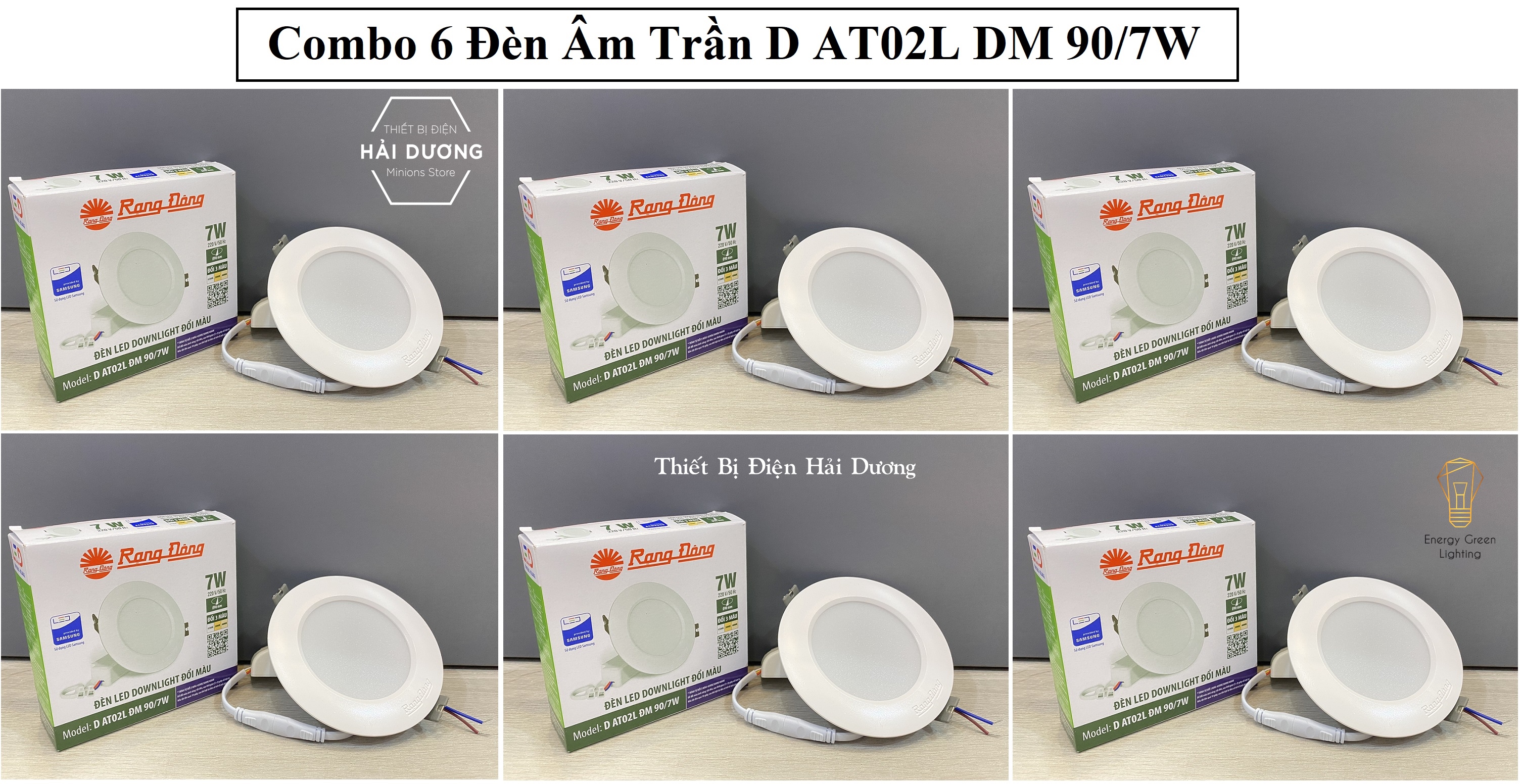 Bộ 6 Đèn LED Downlight đổi màu Rạng Đông D AT02L ĐM 90/7W
