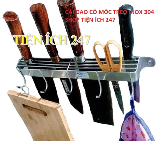 KỆ CÀI DAO THỚT INOX CÓ MÓC TREO