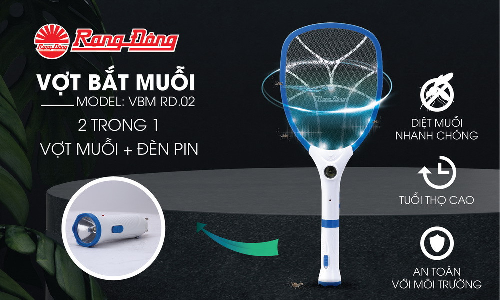 Vợt Bắt Muỗi Điện Tử Rạng Đông VBM RD.02