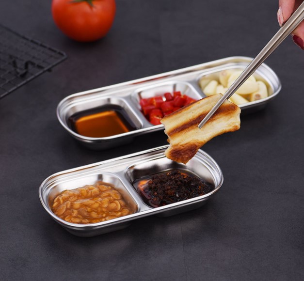 Khay đựng nước chấm inox 3 ngăn Hàn Quốc