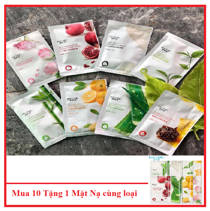 ( Mua 10 Tặng 1 ) Combo 10 Miếng Mặt Nạ Giấy Bisutang 8 Vị Trái Cây Thiên Nhiên-Bấm Vào Phân Loại Để Chọn Hương Mask giá rẻ