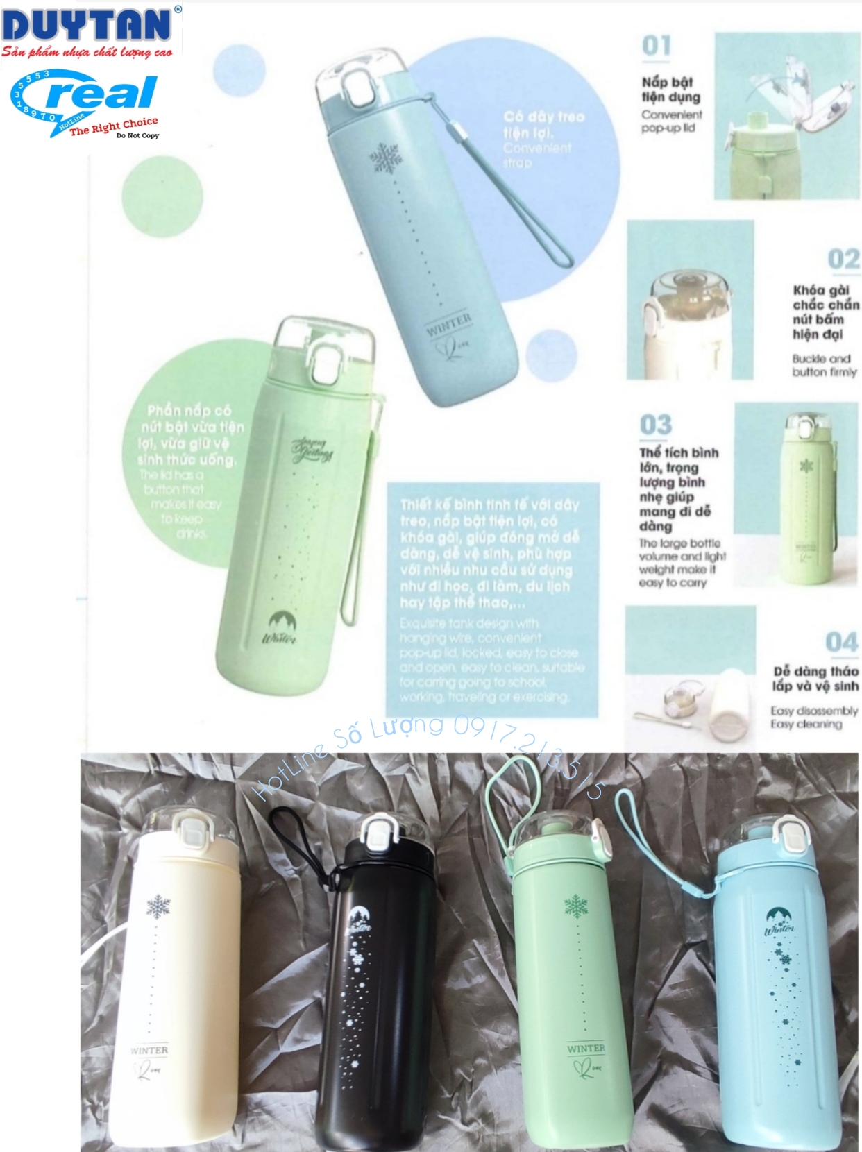 Bình nước thể thao Cao Cấp Winter 700ml & 500ml ( Nhựa Duy Tân )