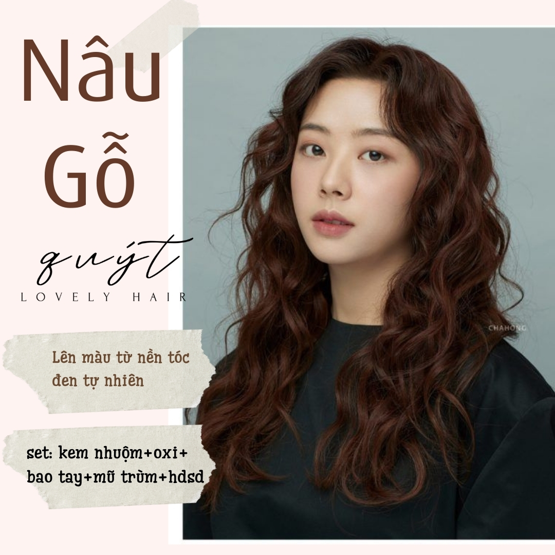 Thuốc nhuộm tóc-nâu gỗ-tặng oxy