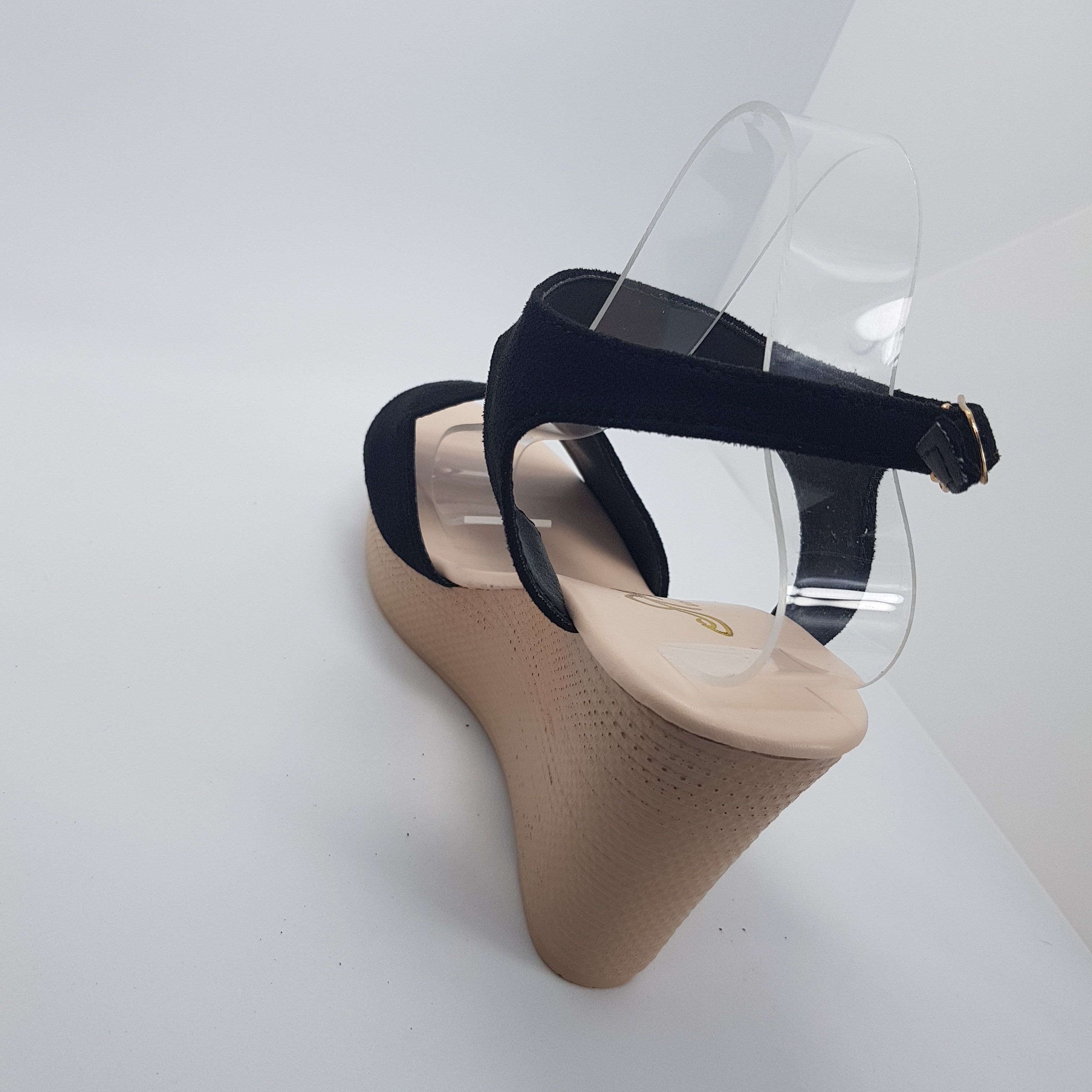 Giày sandal Đế Xuồng 9cm 2 Dây Chéo Đen DX003