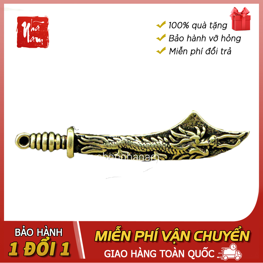 Tượng đồng phong thủy Long Đao phong thủy, rồng cuộn kiếm trang trí vật phẩm phong thủy, Phong Thủy Nhã Nam