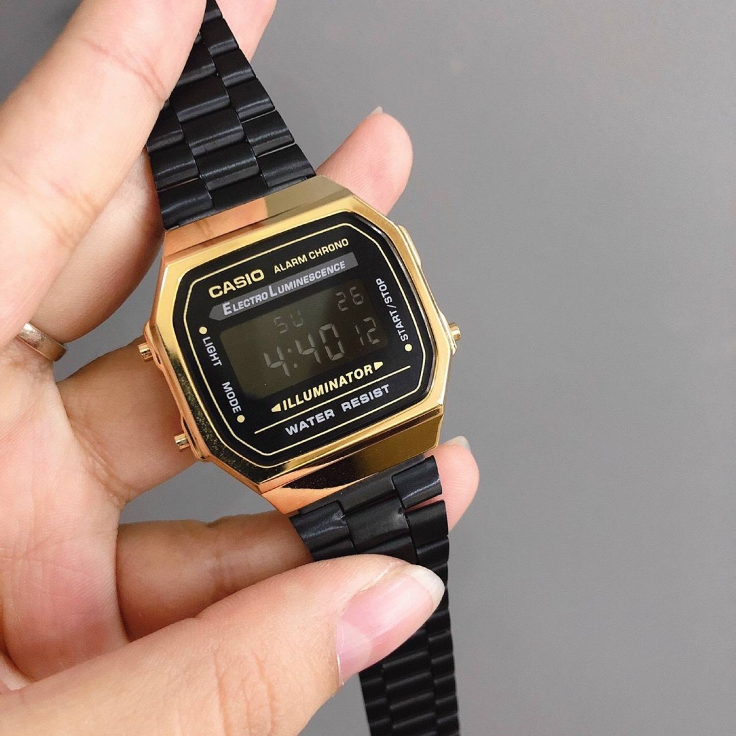 Đồng Hồ Casio Nam Nữ A168 Màu Bạc, Thép Không gỉ, nhiều màu, dáng thon gọn